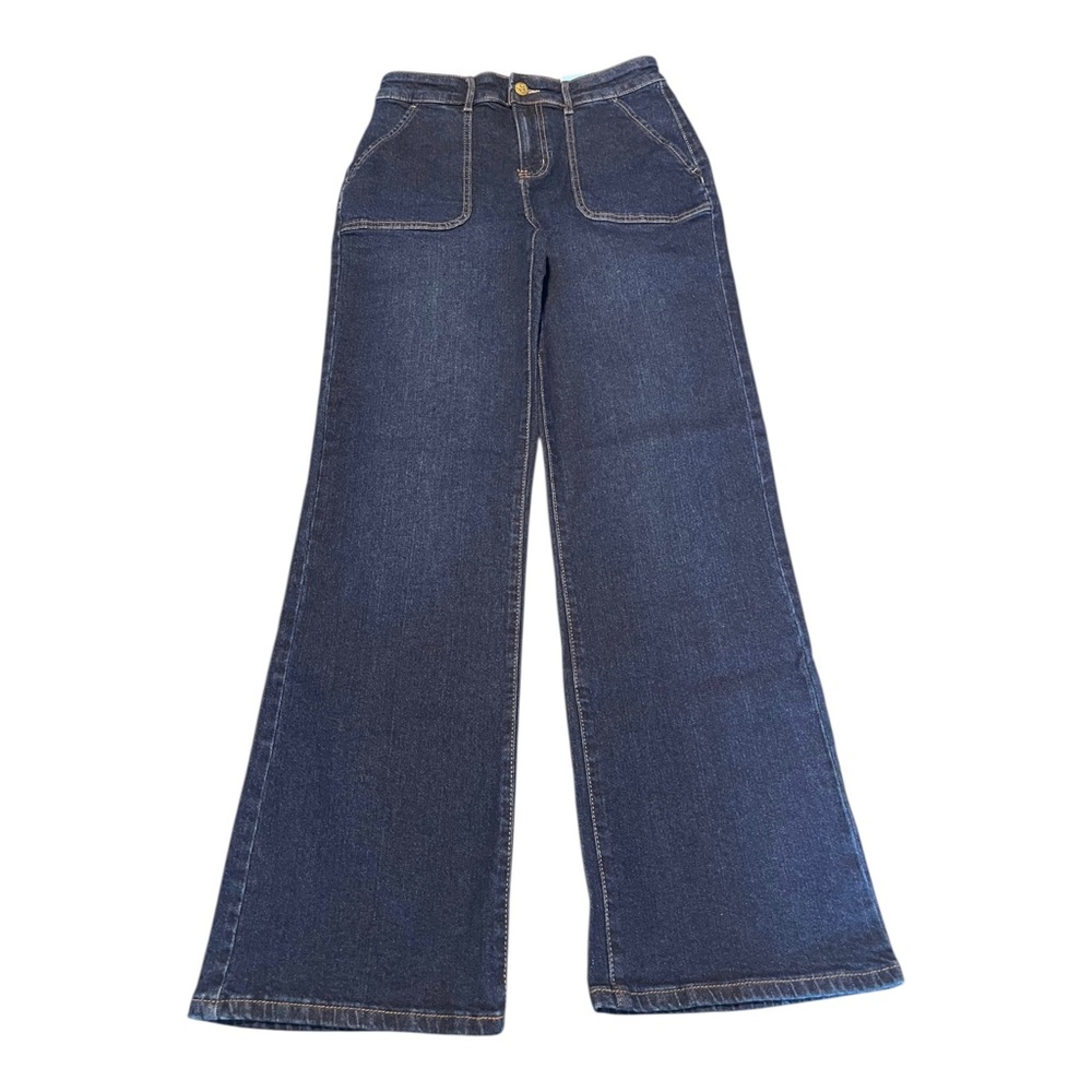 Draper James Elle Size 6 Wide Leg Crop Patch Pocket Jeans Dark Wash New W Tags